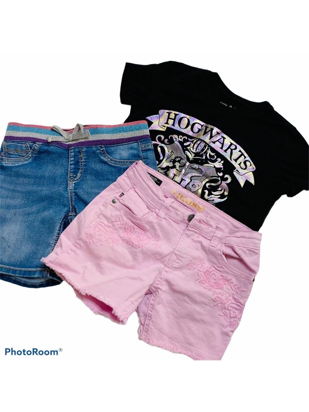 Girls Hogwarts Tee Shirt and Vigoss Shorts Bundle Size 10